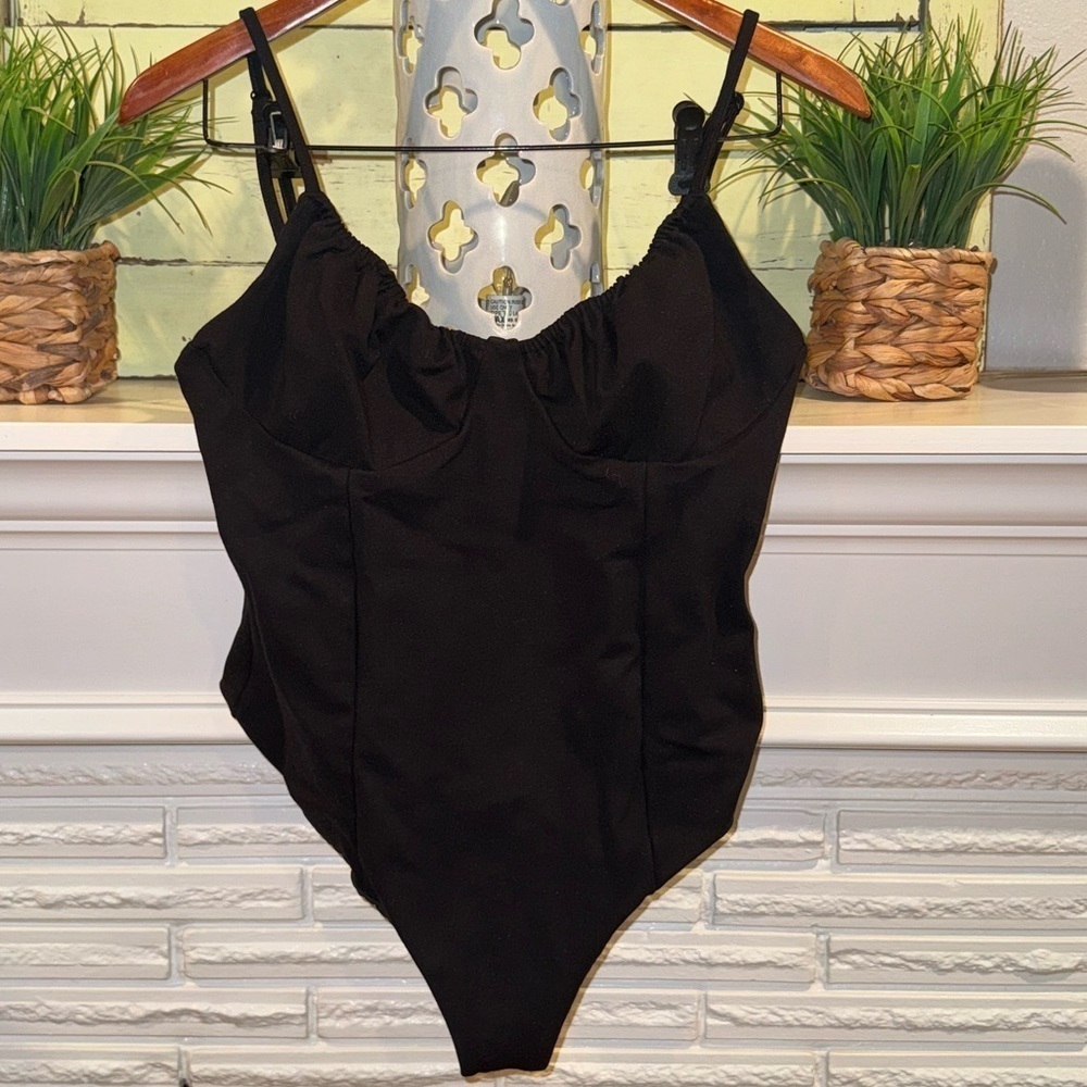 Remi x Revolve Jourdan Black Bustier Thong Bodysuit Push Up Adjustable 10 - Picture 2 of 6